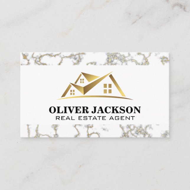 Tarjeta De Visita Logotipo de la propiedad inmobiliaria Gold | Tarje (Anverso)