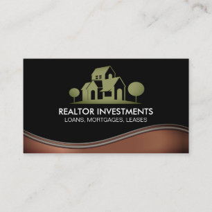 Tarjeta De Visita Logotipo de la propiedad residencial   Onda metali