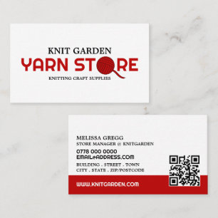 Tarjeta De Visita Logotipo de la tienda Red Yarn Store, tienda de pu