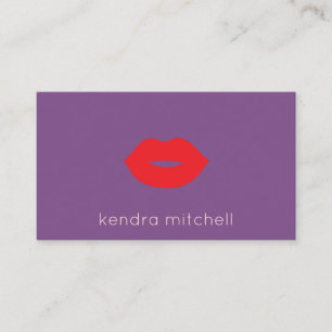 Tarjeta De Visita Logotipo de Labios Rojos Minimalista en Negrita Ma