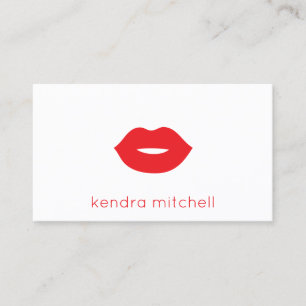Tarjeta De Visita Logotipo de Labios Rojos Minimalista en Negrita Ma