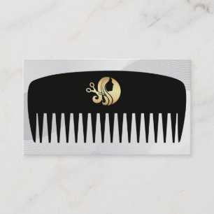 Tarjeta De Visita Logotipo de las tijeras de pelo dorado Salon
