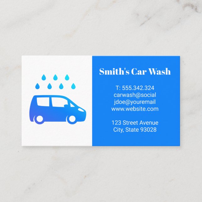 Tarjeta De Visita Logotipo de lavado de coches (Anverso)