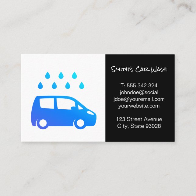 Tarjeta De Visita Logotipo de lavado de coches (Anverso)