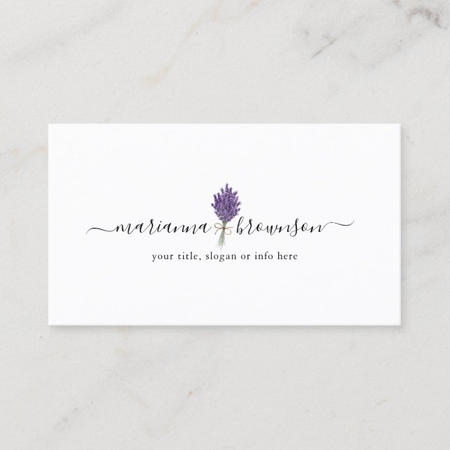Tarjeta De Visita Logotipo de lavanda limpio (Anverso)