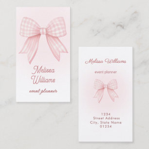 Tarjeta De Visita logotipo de lazo de gingham rosa