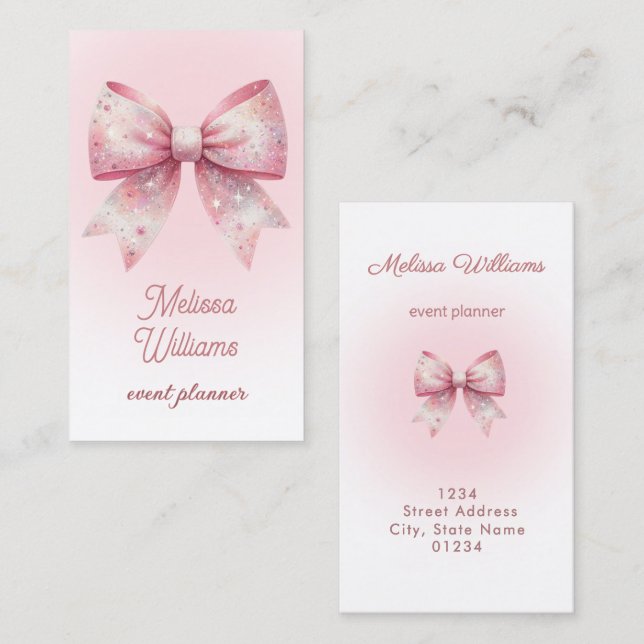 Tarjeta De Visita logotipo de lazo gradiente rosa (Anverso / Reverso)