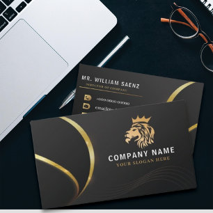 Tarjeta De Visita Logotipo de León de Oro Elegante Profesional Monog