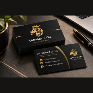 Tarjeta De Visita Logotipo de león elegante con monograma