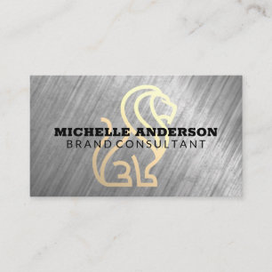Tarjeta De Visita Logotipo de león estilizado Fondo de textura met