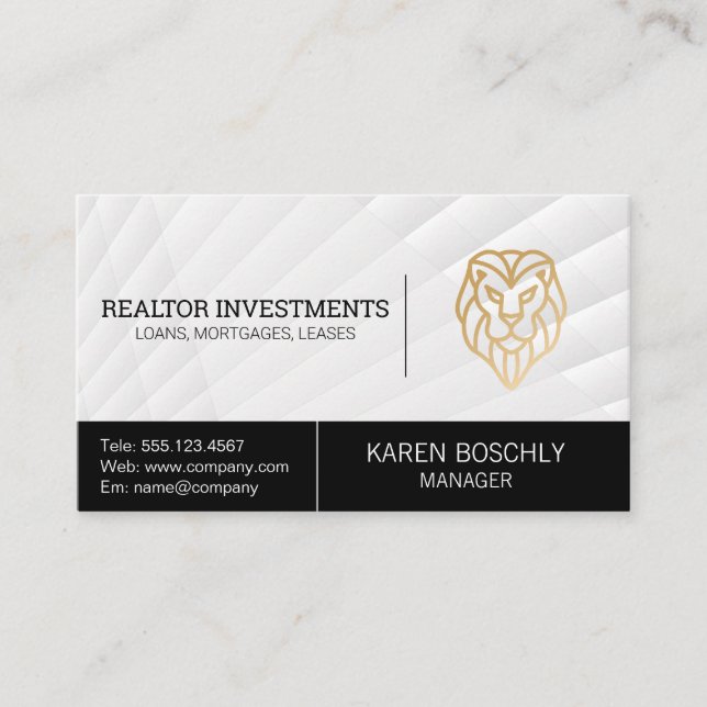 Tarjeta De Visita Logotipo de león Golden (Anverso)