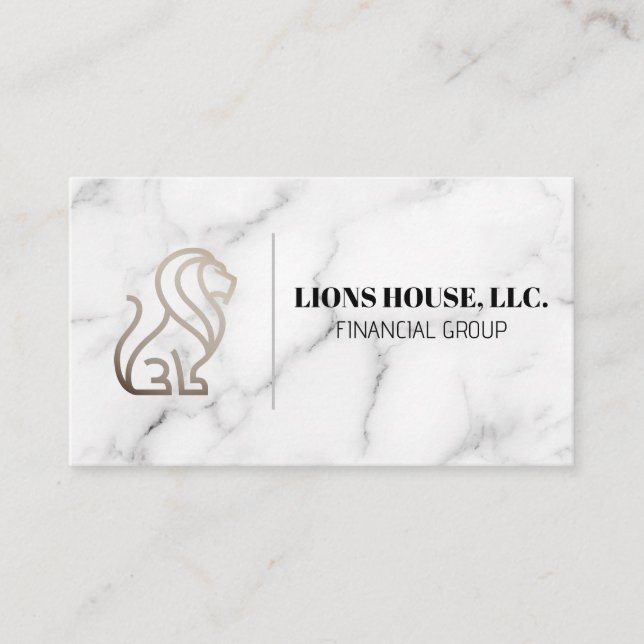 Tarjeta De Visita Logotipo de león | Mármol blanco (Anverso)