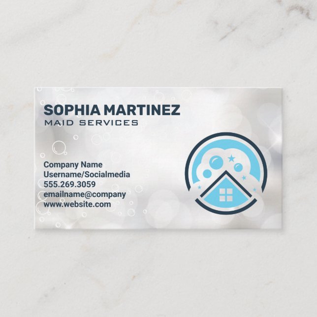 Tarjeta De Visita Logotipo de limpieza de casas (Anverso)