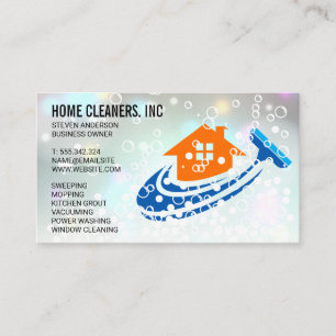 Tarjeta De Visita Logotipo de limpieza de casas   Maid   Soap Bubble