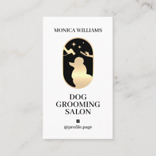 Tarjeta De Visita logotipo de limpieza de perros de oro elegante y m