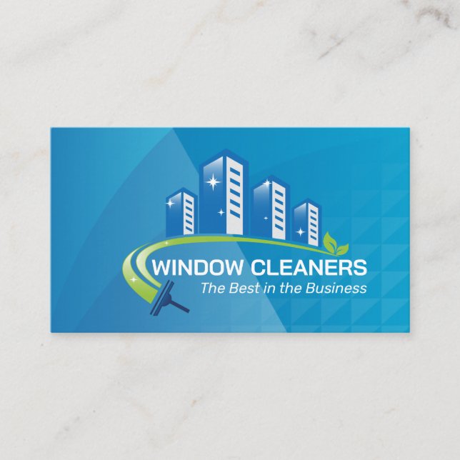 Tarjeta De Visita Logotipo de limpieza de ventanas comerciales (Anverso)