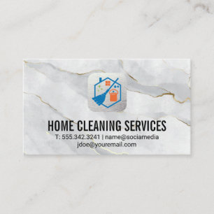 Tarjeta De Visita Logotipo de limpieza   Mármol blanco de oro
