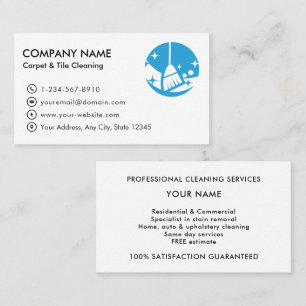 Tarjeta De Visita Logotipo de limpieza profesional de alfombras y ba