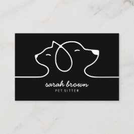 Tarjeta De Visita Logotipo de línea blanco y negro gato perro mascot