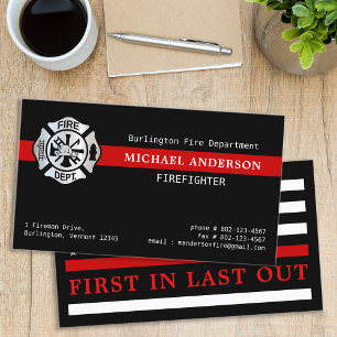 Tarjeta De Visita Logotipo de línea roja del departamento de bombero