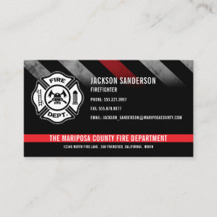 Tarjeta De Visita Logotipo de línea roja personalizada de bombero De