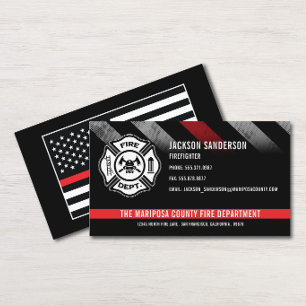 Tarjeta De Visita Logotipo de línea roja personalizada de bombero De
