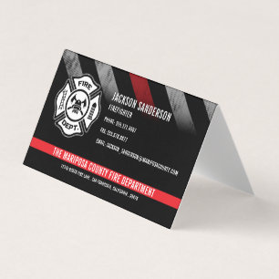 Tarjeta De Visita Logotipo de línea roja personalizada para bomberos
