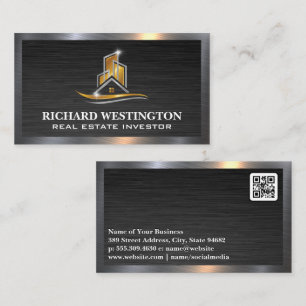 Tarjeta De Visita Logotipo de los bienes raíces metálicos Gold Silve
