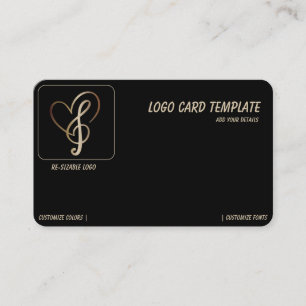 Tarjeta De Visita Logotipo de los músicos Classy Heart y Music Note
