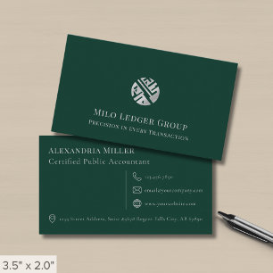 Tarjeta De Visita Logotipo de lujo verde simple y moderno
