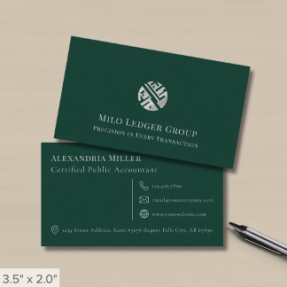 Tarjeta De Visita Logotipo de lujo verde simple y moderno