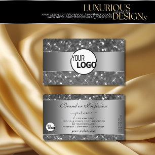 Tarjeta De Visita Logotipo de Luminosas Estrellas del Purpurina Plat