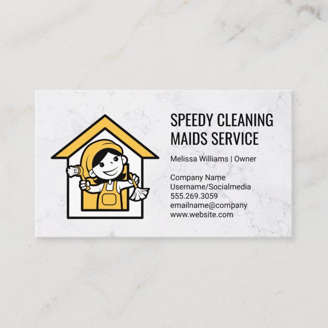 Tarjeta De Visita Logotipo de Maid Cleaner (Anverso)