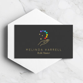 Tarjeta De Visita Logotipo de mano curadora Reiki, masaje, gris de b