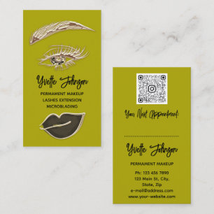 Tarjeta De Visita Logotipo de maquillaje de Eyelash Brows QRCode Lip