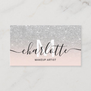 Tarjeta De Visita logotipo de maquillaje de nombre rosa oscuro purpu