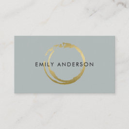 TARJETA DE VISITA LOGOTIPO DE MARCA DE CÍRCULO DE PIEDRA DE ORO GRIS