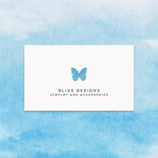 Tarjeta De Visita Logotipo de mariposa acuática azul elegante simple