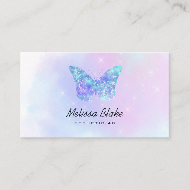 Tarjeta De Visita logotipo de mariposa azul (Anverso)