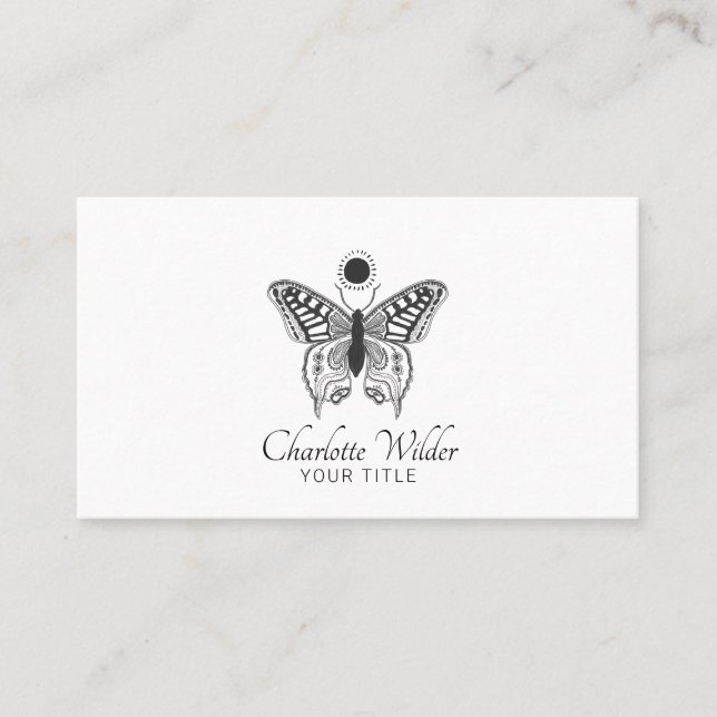 Tarjeta De Visita Logotipo de Mariposa Celestial (Anverso)