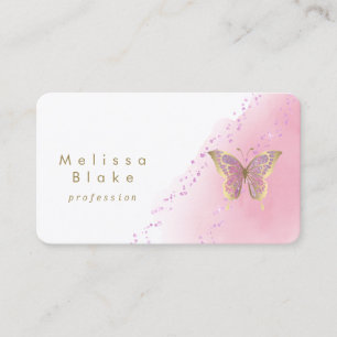 Tarjeta De Visita logotipo de mariposa color de agua rosa