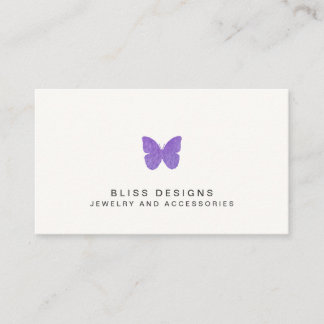 Tarjeta De Visita Logotipo de mariposa color morado Simple
