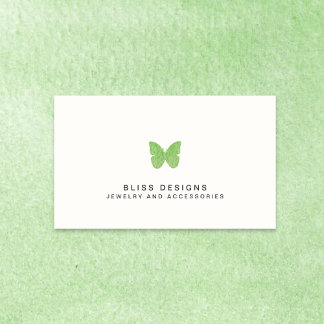 Tarjeta De Visita Logotipo de mariposa de color verde limón Simple