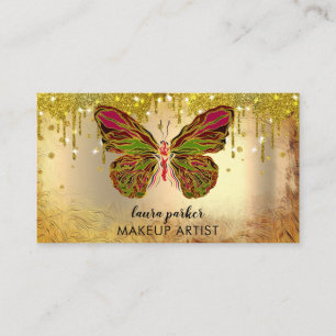 Tarjeta De Visita Logotipo de mariposa Dorado Giro Arcoiris moderno