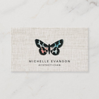 Tarjeta De Visita Logotipo de mariposa elegante en acuarela