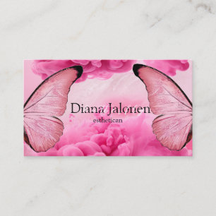 Tarjeta De Visita logotipo de mariposa en destellos rosados falsos