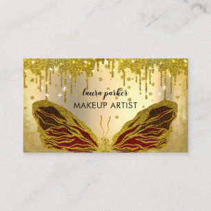 Tarjeta De Visita Logotipo de mariposa Purpurina de oro Drin Girly M