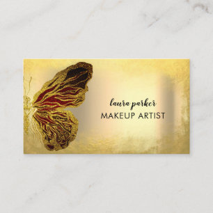 Tarjeta De Visita Logotipo de mariposa Purpurina de oro Girly Elegan