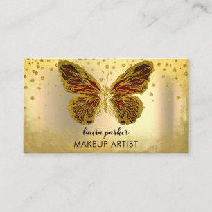 Tarjeta De Visita Logotipo de mariposa Purpurina de oro Girly Modern