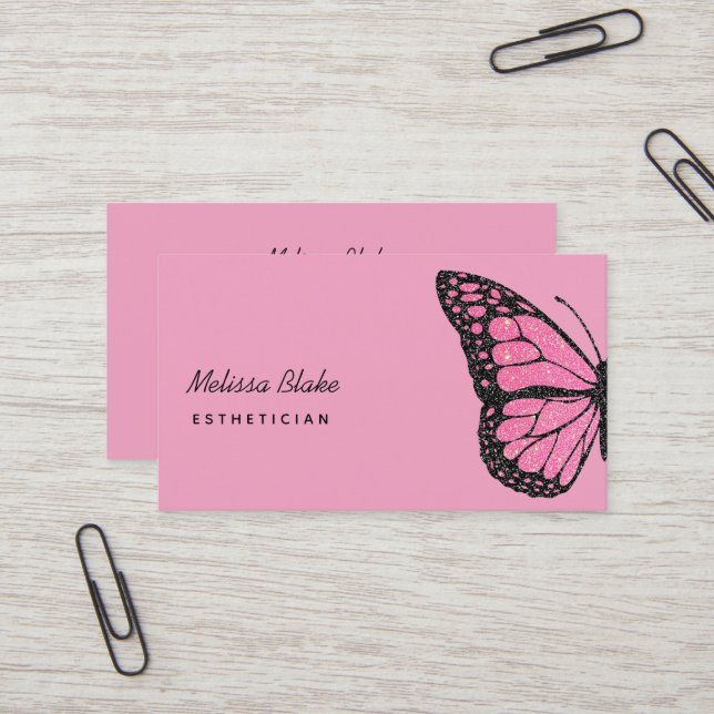 Tarjeta De Visita logotipo de mariposa rosa (Anverso/Reverso In Situ)